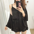 Summer Loose Cardigan Pajama Set with Shorts (4 Pieces)
